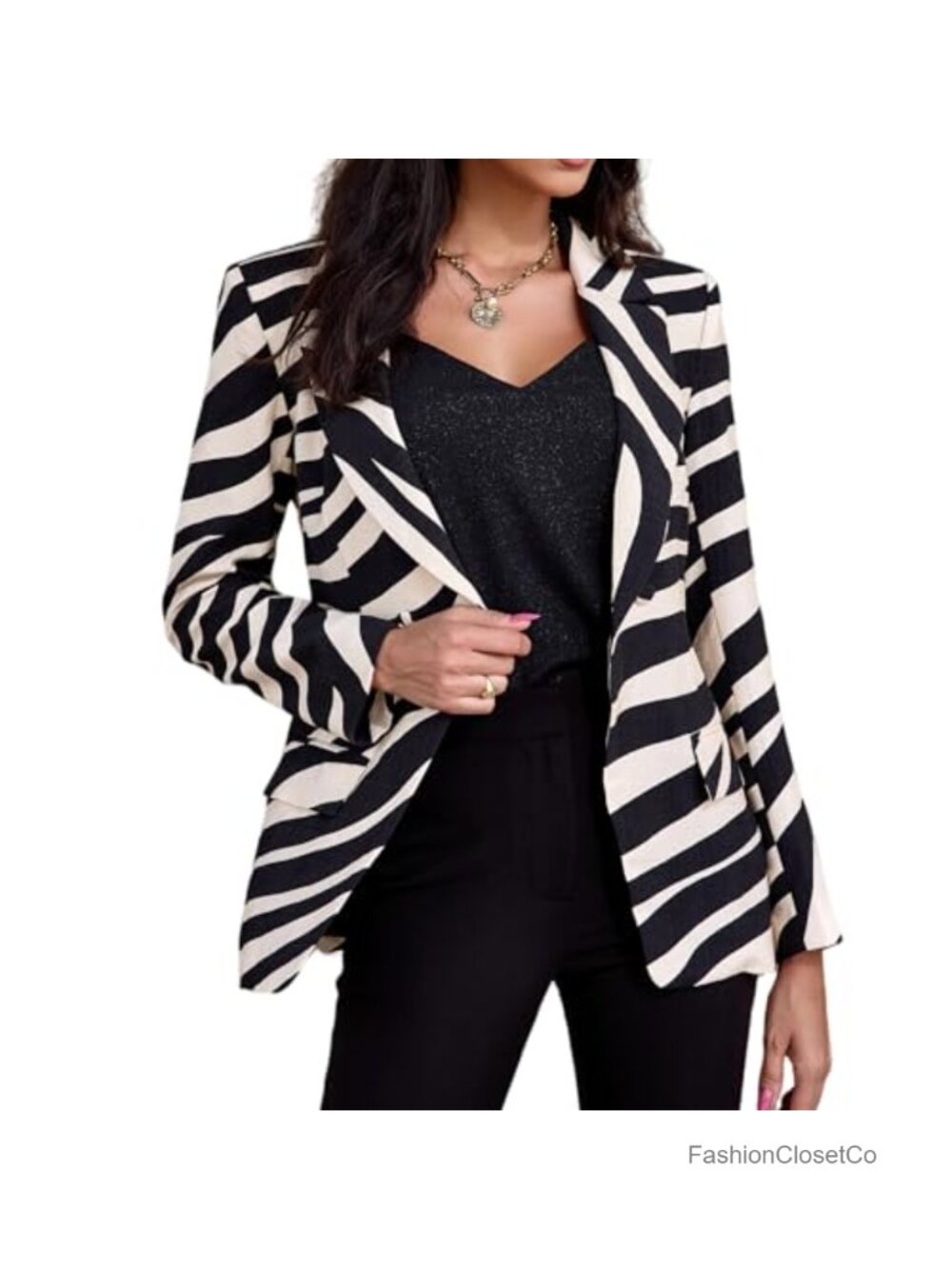Women V Neck Long Sleeve Button Down Notch Lapel Blazer Business Casual